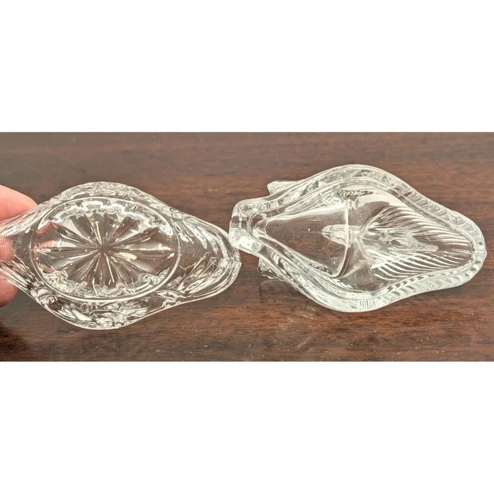 Vintage Clear Glass Swan Covered Dish Trinket Box Romantic Cottagecore Decor